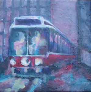 Another new little streetcar painting, 12" x 12"